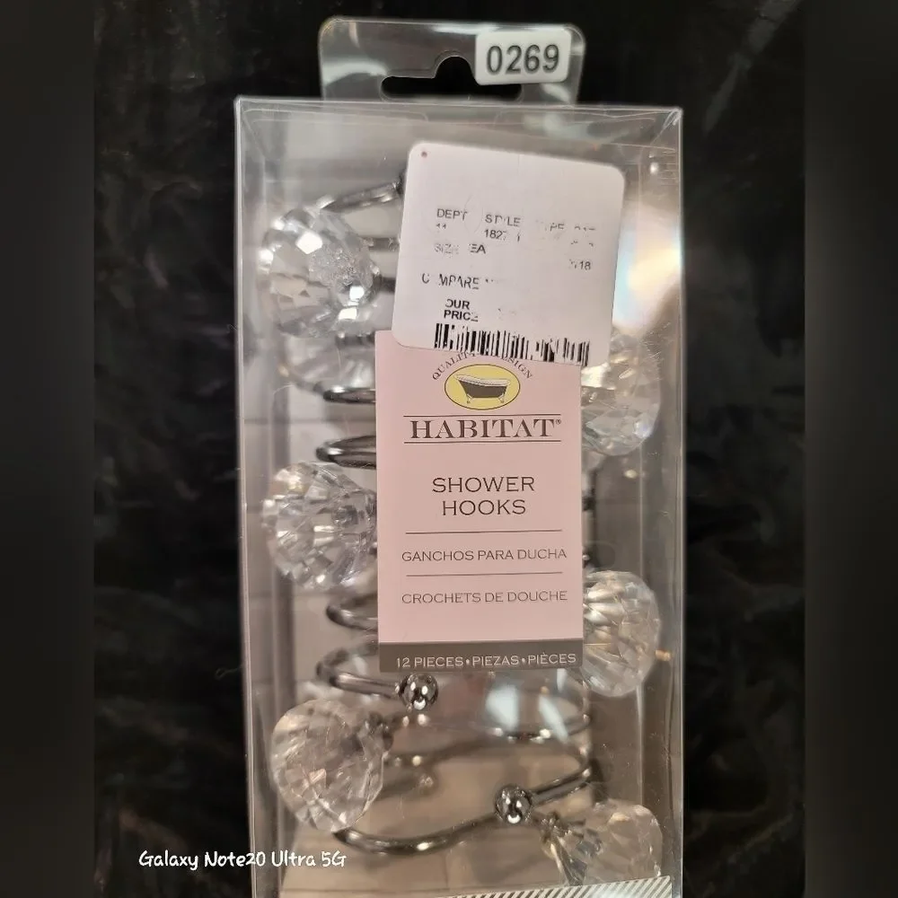 0269. NWTs ~ Habitat ~ Crystal Look Shower Hooks ~ Add Sparkle to your Bath 🩷💜